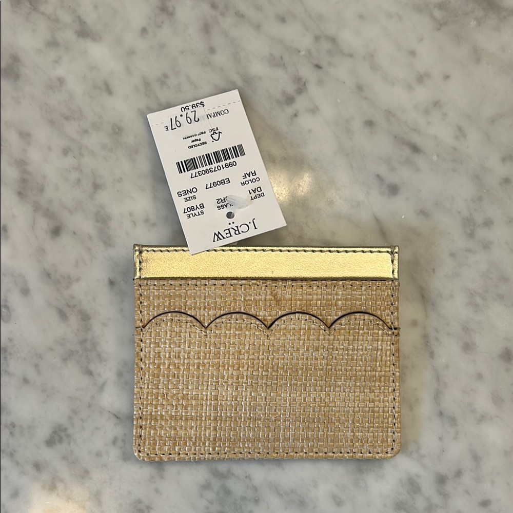 J. Crew Beige and Metallic Card Holder